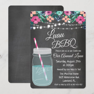 Luau Aloha Mason Jar Uitnodiging