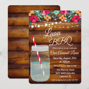 Luau Aloha Mason Jar Uitnodiging