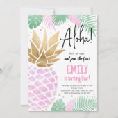 Luau Aloha Pineapple verjaardagsfeestje uitnodigin Kaart (Voorkant)