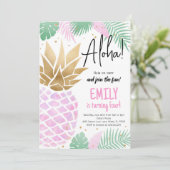 Luau Aloha Pineapple verjaardagsfeestje uitnodigin Kaart (Staand voorkant)