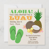Luau Aloha - Teenslippers van ananas Coconut Hibis Kaart (Voorkant)