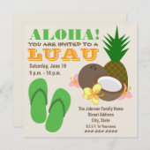 Luau Aloha - Teenslippers van ananas Coconut Hibis Kaart (Voorkant / Achterkant)