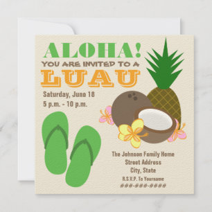 Luau Aloha - Teenslippers van ananas Coconut Hibis Kaart