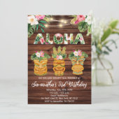 Luau Aloha Verjaardag String Light Party Kaart (Staand voorkant)