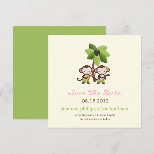 Luau-apen save the date-aankondiging date (Voorkant / Achterkant)