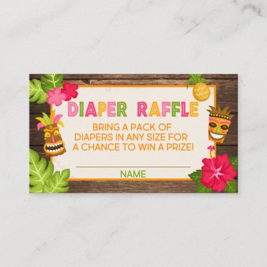 Luau Baby shower Diaper Raffle Card Informatiekaartje (Voorkant)