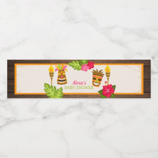 Luau Baby shower Waterfles Etiket (Enkel label)