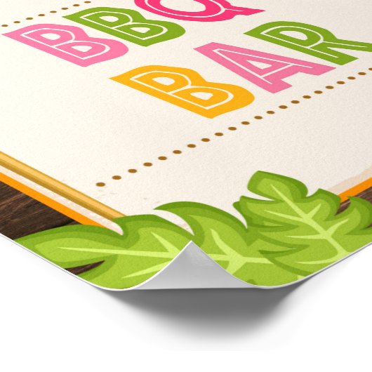 Luau BBQ Bar Sign. Poster (Hoek)