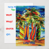 Luau Beach Party Invitation Kaart (Voorkant / Achterkant)