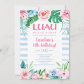 Luau Beach Party Tropische Floral Hawaiian Birthda Kaart (Voorkant)