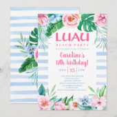 Luau Beach Party Tropische Floral Hawaiian Birthda Kaart (Voorkant / Achterkant)
