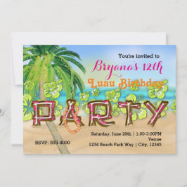 Luau Beach PARTY typografie verjaardagsuitnodiging Kaart