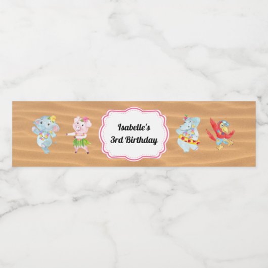 Luau Beach Party Water Fleslabel Waterfles Etiket (Enkel label)