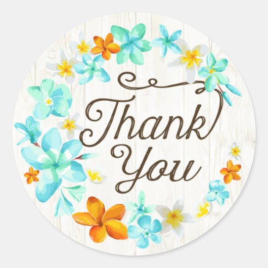 Luau Beach Plumeria Lei Bedankt Label (Voorkant)
