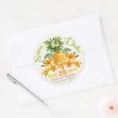 Luau Beach Tropical Floral Save the Date Label (Envelop)