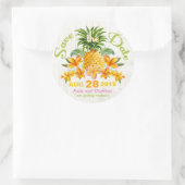 Luau Beach Tropical Floral Save the Date Label (Tas)