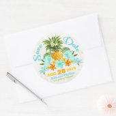 Luau Beach Tropical Floral Save the Date Label (Envelop)