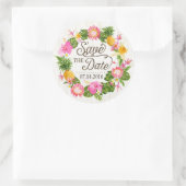 Luau Beach Tropical Floral Save the Date Label (Tas)