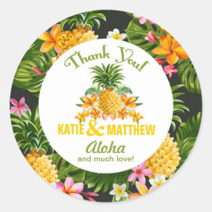 Luau Beach Tropische Bloemen Dank je Label