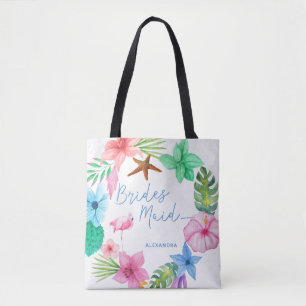 Luau bestemming bruiloft bidesmaid bloementropisch tote bag
