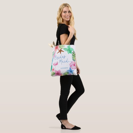 Luau bestemming bruiloft bidesmaid bloementropisch tote bag (Op model)