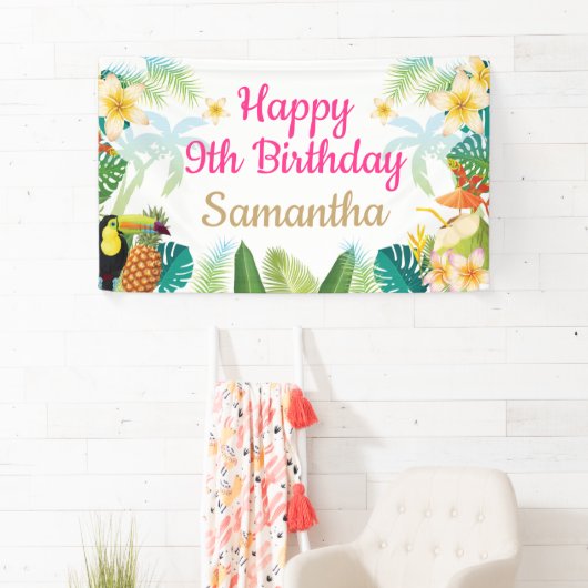 Luau Birthday Banner - Happy Birthday Girl Party (Insitu)