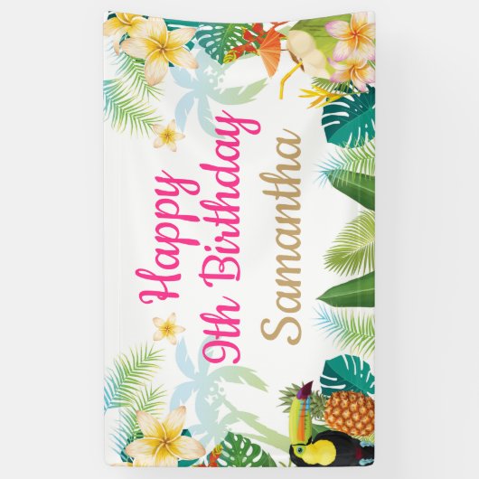 Luau Birthday Banner - Happy Birthday Girl Party (Verticaal)