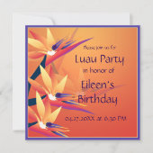 Luau Birthday Bird of Paradise Tropical Party Kaart (Voorkant)