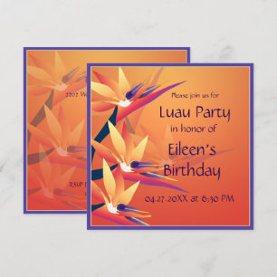 Luau Birthday Bird of Paradise Tropical Party Kaart
