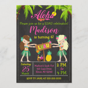 Luau Birthday Invitation Aloha Invites Kaart