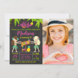 Luau Birthday Invitation Aloha Photo Invite Girl Kaart