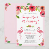Luau Birthday Invitation, Flamingo Birthday Invite Kaart (Voorkant / Achterkant)