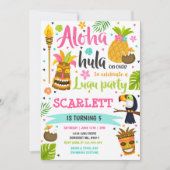Luau Birthday Invitation Hawaiian Luau Party Kaart (Voorkant)