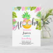 Luau Birthday Invitation Pineapple Hawaiian Luau Kaart (Staand voorkant)