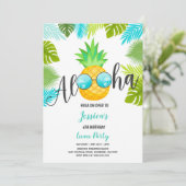 Luau Birthday Invitation Pineapple Hawaiian Luau Kaart (Staand voorkant)