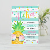Luau Birthday Invitation Pineapple Hawaiian Luau Kaart (Staand voorkant)