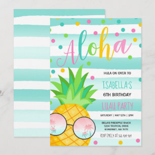 Luau Birthday Invitation Pineapple Hawaiian Luau Kaart