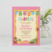 Luau Birthday Invitation, Pool Birthday Party Kaart (Staand voorkant)