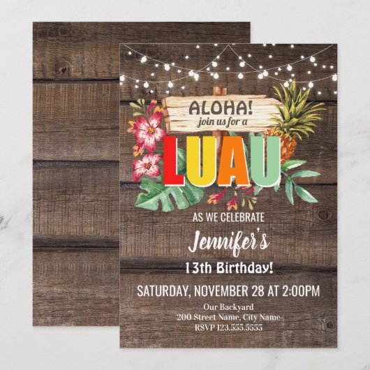 Luau Birthday Party (Voorkant / Achterkant)