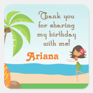 Luau Birthday Party Favor Bedankt Sticker