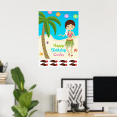 Luau Birthday Party Hawaiian Pin the Tail Game Poster (Thuiskantoor)