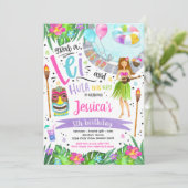 Luau Birthday Party Hawaiian Pineapple Pool Party  Kaart (Staand voorkant)