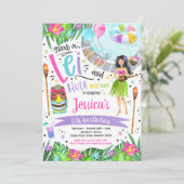 Luau Birthday Party Hawaiian Pineapple Pool Party Kaart (Staand voorkant)