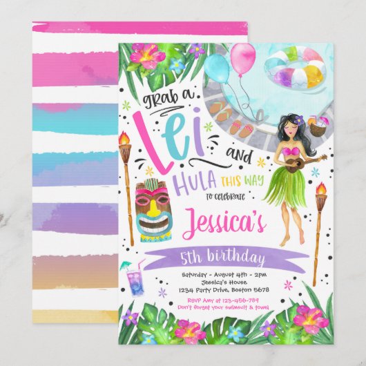 Luau Birthday Party Hawaiian Pineapple Pool Party Kaart (Voorkant / Achterkant)