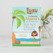 Luau Birthday Party Invitation Card Kaart (Staand voorkant)