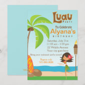 Luau Birthday Party Invitation Card Kaart (Voorkant / Achterkant)