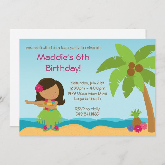 Luau Birthday Party Invitation Kaart (Voorkant / Achterkant)