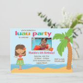 Luau Birthday Party Invitation Kaart (Staand voorkant)