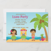 Luau Birthday Party Invitation Kaart (Voorkant)