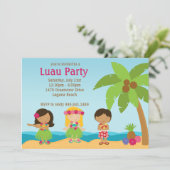Luau Birthday Party Invitation Kaart (Staand voorkant)